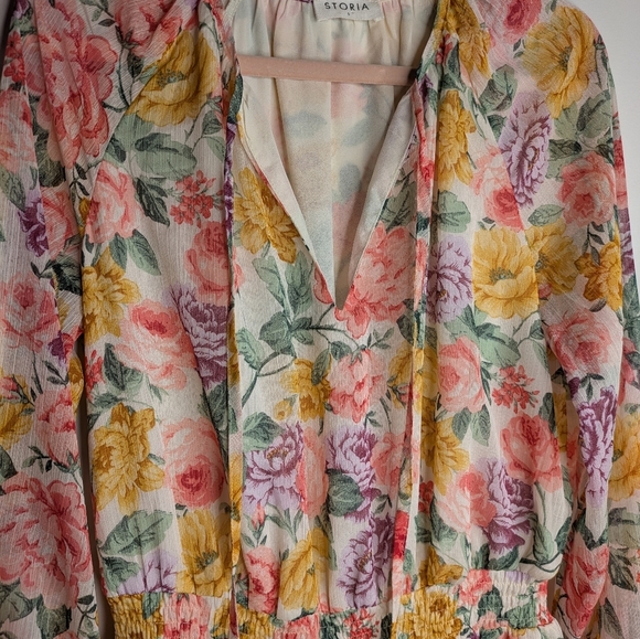 STORIA Floral Ruffle Mini Dress - Spring Garden Vibes - Size Small - Picture 12 of 13